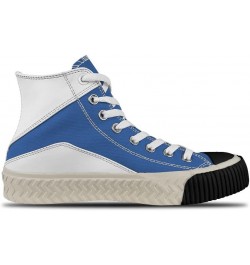 White Light Blue Custom high top lace up Non Slip Shock Absorbing Sneakers Sneakers with Fashionable Patterns $31.15 Fashion ...