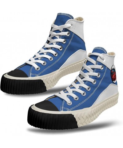 White Light Blue Custom high top lace up Non Slip Shock Absorbing Sneakers Sneakers with Fashionable Patterns $31.15 Fashion ...