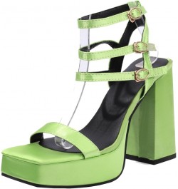 Women Ankle-Strap Sandals Women Open Toe Sandals Women Block Heel Platform Sandals Green $32.39 Sandals