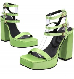 Women Ankle-Strap Sandals Women Open Toe Sandals Women Block Heel Platform Sandals Green $32.39 Sandals