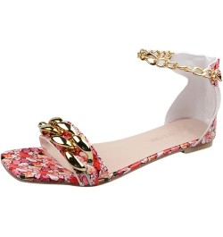 Women's Non Slip Slide Sandals Leisure Roman Style Flowers Print Summer Non Slip Zipper Beach Open Toe Breathable Shoes (Gree...