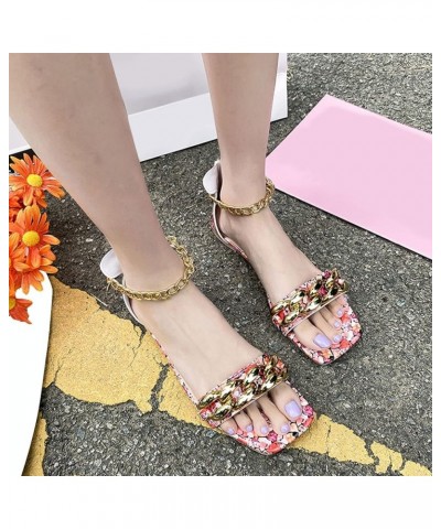 Women's Non Slip Slide Sandals Leisure Roman Style Flowers Print Summer Non Slip Zipper Beach Open Toe Breathable Shoes (Gree...