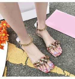 Women's Non Slip Slide Sandals Leisure Roman Style Flowers Print Summer Non Slip Zipper Beach Open Toe Breathable Shoes (Gree...