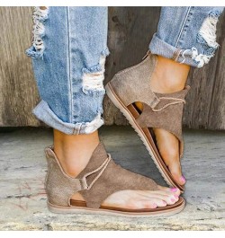 Women's Comfy Orthotic Beach Dressy Flats Sandals Straps Thong T-Strap Summer Chunky High Heels Sandals 38-ibzwp-10-khaki $13...