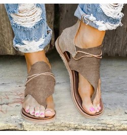 Women's Comfy Orthotic Beach Dressy Flats Sandals Straps Thong T-Strap Summer Chunky High Heels Sandals 38-ibzwp-10-khaki $13...