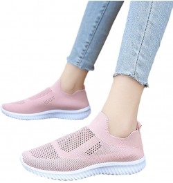 Summer Leisure Walking Shoes Women's Fashion Hollow Slip-on Sneaker Breathable Knit Mesh Fitness Shoes Lightweight Soft Sole ...