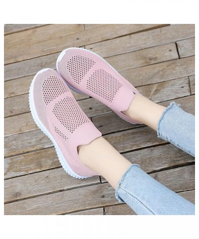 Summer Leisure Walking Shoes Women's Fashion Hollow Slip-on Sneaker Breathable Knit Mesh Fitness Shoes Lightweight Soft Sole ...