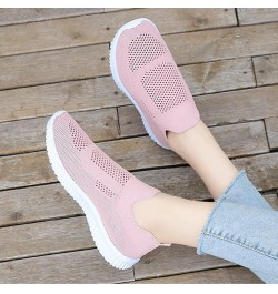 Summer Leisure Walking Shoes Women's Fashion Hollow Slip-on Sneaker Breathable Knit Mesh Fitness Shoes Lightweight Soft Sole ...