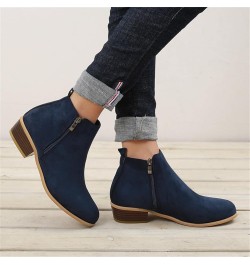 Ankle Boots For Women Low Heel Dressy Wide Width Fashion Cowboy Cowgirl Western Short Chunky Boots Fall Shoes 2023 Blue $22.1...