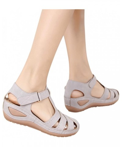 Hiking Sandals for Women, Women's Wedge Sandal with Buckle Strap Arch Support Summer Comfy Closed Toe Hollow Breathable Roman...