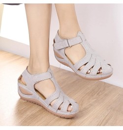 Hiking Sandals for Women, Women's Wedge Sandal with Buckle Strap Arch Support Summer Comfy Closed Toe Hollow Breathable Roman...