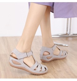 Hiking Sandals for Women, Women's Wedge Sandal with Buckle Strap Arch Support Summer Comfy Closed Toe Hollow Breathable Roman...