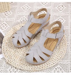 Hiking Sandals for Women, Women's Wedge Sandal with Buckle Strap Arch Support Summer Comfy Closed Toe Hollow Breathable Roman...