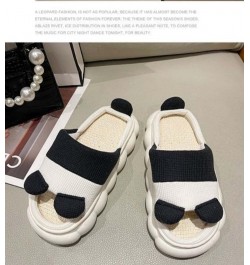 Cotton Linen Material Slippers with Thick Sole Non-Slip Soft Shower Slippers Open Toe House Sandals for Outdoor A Panda $10.4...