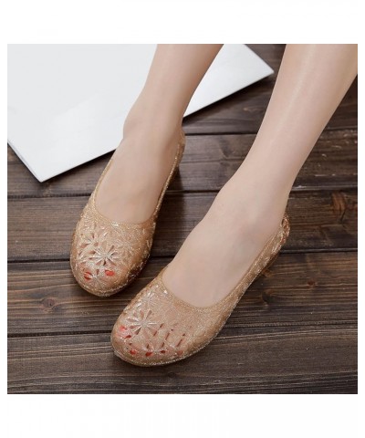 Heeled Sandals for Women Ankle Buckle Heels Wedges Sandals Flip Flop Open Toe Rhinestones Shoes 103-ixpyn-7-gold $13.30 Slippers