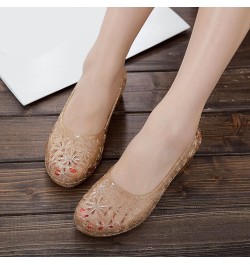 Heeled Sandals for Women Ankle Buckle Heels Wedges Sandals Flip Flop Open Toe Rhinestones Shoes 103-ixpyn-7-gold $13.30 Slippers