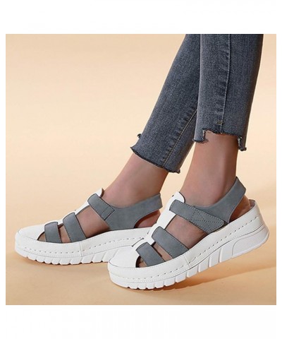 Women Platform Sandals Platforms Sandals Casual Wedges Ladies Women's Hollow Beach Shoes Out Fashion Women's Sandals (Blue, 8...