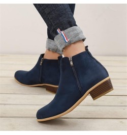 Ankle Boots For Women Low Heel Dressy Wide Width Fashion Cowboy Cowgirl Western Short Chunky Boots Fall Shoes 2023 Blue $22.1...