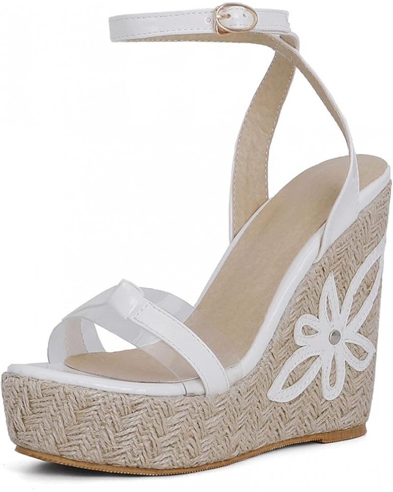 Patent Espadrilles Women Open Toe Fashion Wedge Sandals White 1 $25.59 Sandals