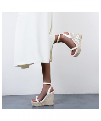 Patent Espadrilles Women Open Toe Fashion Wedge Sandals White 1 $25.59 Sandals