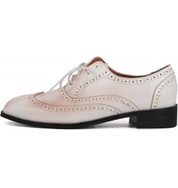 Brogue Oxfords Womens Block Heel Square Toe Shoes White $32.26 Pumps