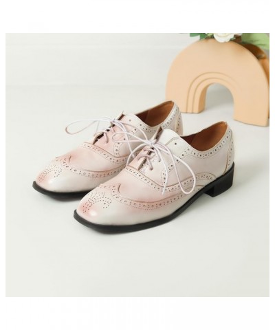 Brogue Oxfords Womens Block Heel Square Toe Shoes White $32.26 Pumps