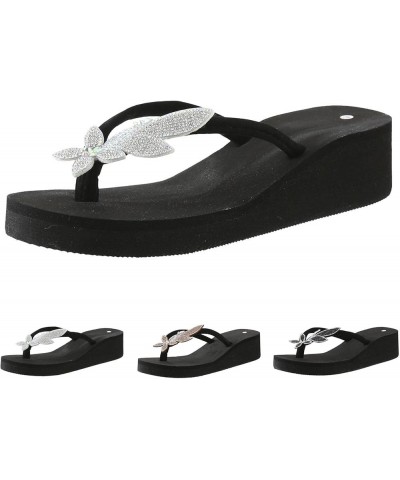 Women's Low Wedge Sandal Elastic Band Ankle Strap Comfy Mid-Heel Beach Casual Flat Sandals 74-ixpyn-2-black $12.24 Slippers