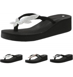 Women's Low Wedge Sandal Elastic Band Ankle Strap Comfy Mid-Heel Beach Casual Flat Sandals 74-ixpyn-2-black $12.24 Slippers