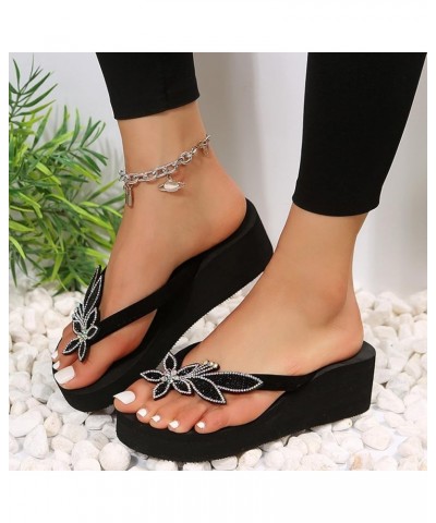 Women's Low Wedge Sandal Elastic Band Ankle Strap Comfy Mid-Heel Beach Casual Flat Sandals 74-ixpyn-2-black $12.24 Slippers