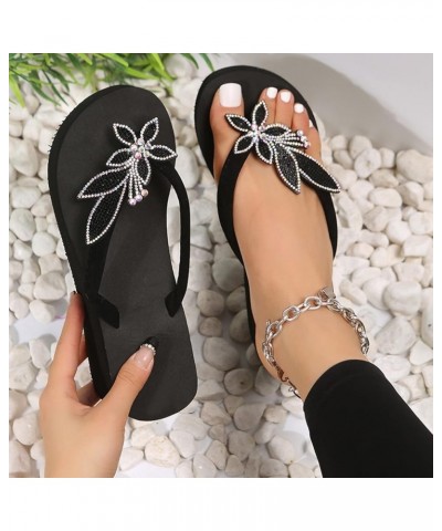 Women's Low Wedge Sandal Elastic Band Ankle Strap Comfy Mid-Heel Beach Casual Flat Sandals 74-ixpyn-2-black $12.24 Slippers