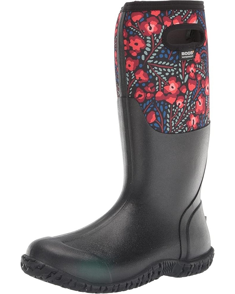 Women's Mesa Rain Boot Super Flowers Print - Black $39.48 Outdoor Shoes