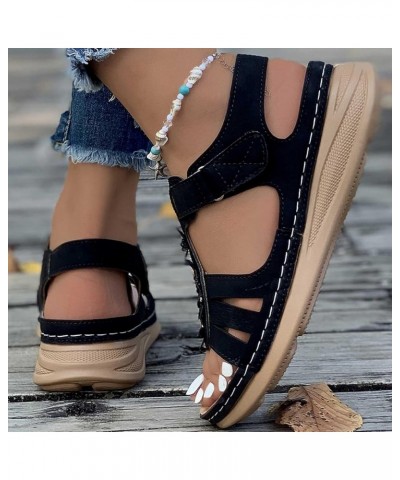 Sandals Women Comfortable Plus-size Floral Platform Wedge Shoes Summer Beach Roman Sandals Ladies Journey Basic Shoe T-947 Bl...