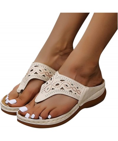 Slip on Shoes for Women Heel Shoes Memory Foam Orthotic Sandals Beach Summer Flip Flop Casual Walking Slide 51-lwvqg-e-beige ...