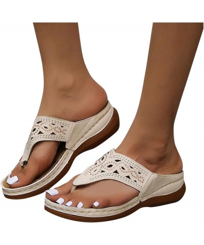 Slip on Shoes for Women Heel Shoes Memory Foam Orthotic Sandals Beach Summer Flip Flop Casual Walking Slide 51-lwvqg-e-beige ...