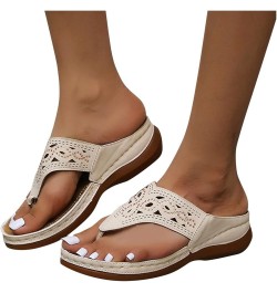 Slip on Shoes for Women Heel Shoes Memory Foam Orthotic Sandals Beach Summer Flip Flop Casual Walking Slide 51-lwvqg-e-beige ...