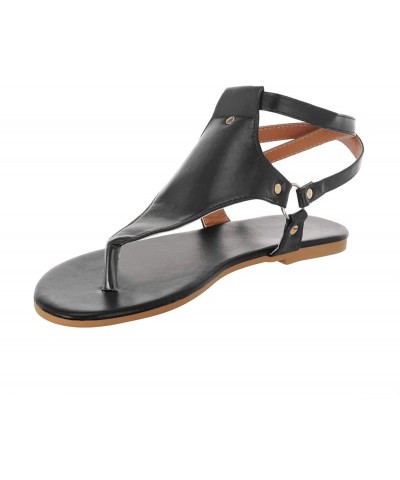 Sandals for Women Casual Summer Roman Open Toe Sandals Buckle Strap Leather Flat Sandal Walking Retro Women Fashion Slingback...