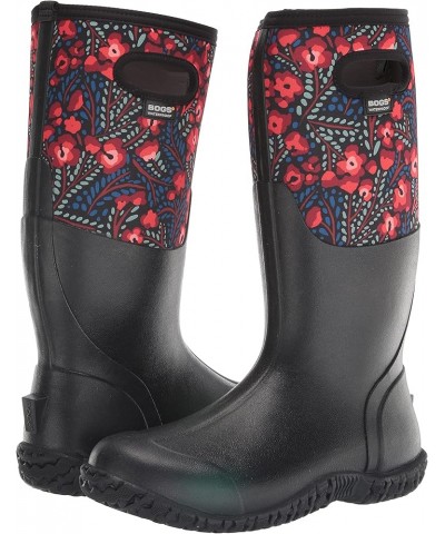 Women's Mesa Rain Boot Super Flowers Print - Black $39.48 Outdoor Shoes