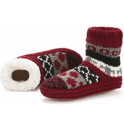 Chunky Knit Slipper Socks for Women, Sherpa Fleece Lined - Soft Non-slip Grip Soles, Cozy Gifts for Her Nodic Red $8.80 Slippers