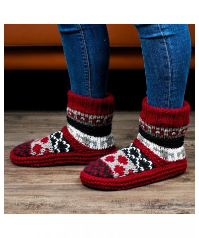 Chunky Knit Slipper Socks for Women, Sherpa Fleece Lined - Soft Non-slip Grip Soles, Cozy Gifts for Her Nodic Red $8.80 Slippers