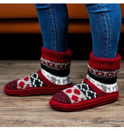 Chunky Knit Slipper Socks for Women, Sherpa Fleece Lined - Soft Non-slip Grip Soles, Cozy Gifts for Her Nodic Red $8.80 Slippers