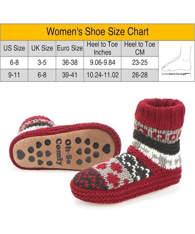 Chunky Knit Slipper Socks for Women, Sherpa Fleece Lined - Soft Non-slip Grip Soles, Cozy Gifts for Her Nodic Red $8.80 Slippers