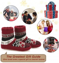 Chunky Knit Slipper Socks for Women, Sherpa Fleece Lined - Soft Non-slip Grip Soles, Cozy Gifts for Her Nodic Red $8.80 Slippers