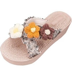 espadrilles wedges for women rhinestones slides platform Casual strap comfortable arch support summer beach Sandal 06_brown $...