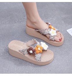 espadrilles wedges for women rhinestones slides platform Casual strap comfortable arch support summer beach Sandal 06_brown $...