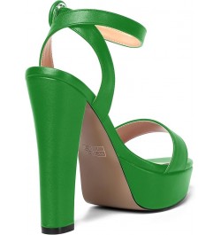 Womens Ankle Strap Sexy Evening Round Toe Solid Open Toe Buckle Matte Block High Heel Heeled Sandals 5 Inch Green $34.32 Sandals