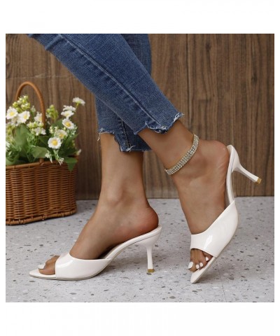 Flip Flops For Women Funny Slides For Women'S Heeled Sandals Slides For Women White Flats Shoes Women Sandals L-white $17.13 ...