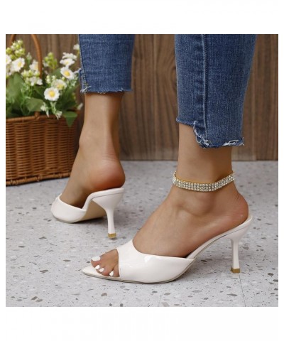 Flip Flops For Women Funny Slides For Women'S Heeled Sandals Slides For Women White Flats Shoes Women Sandals L-white $17.13 ...