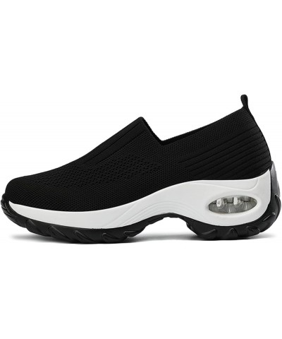 Women's Mesh Walking Shoes Sock Sneakers Slip on Platform Air Cushion Dance Shoes Black $19.69 Athletic Shoes