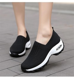 Women's Mesh Walking Shoes Sock Sneakers Slip on Platform Air Cushion Dance Shoes Black $19.69 Athletic Shoes