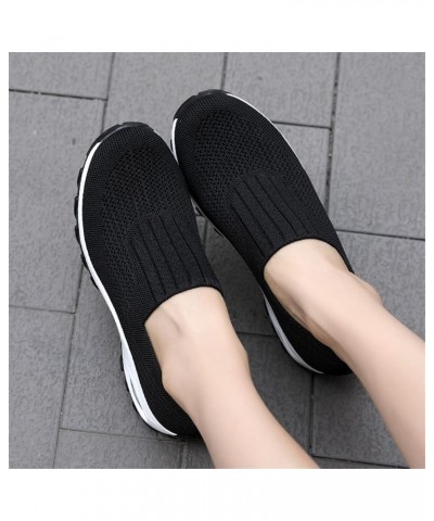 Women's Mesh Walking Shoes Sock Sneakers Slip on Platform Air Cushion Dance Shoes Black $19.69 Athletic Shoes